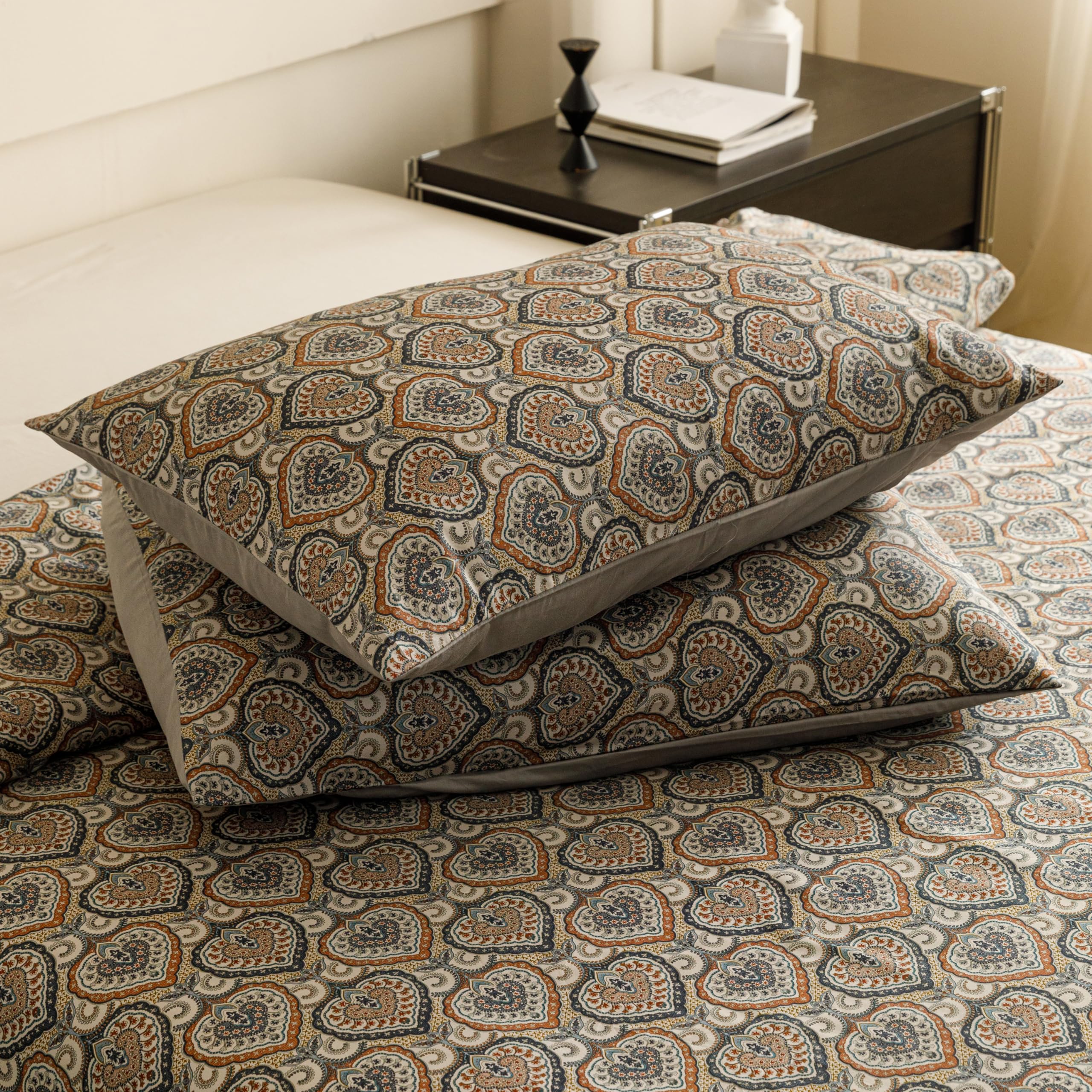 Heimenaogo Egyptian Cotton Duvet Cover California King Sateen Weave, Silky Soft Duvet Cover With Zipper Closure, Long Staple Cot