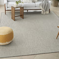 Nourison Courtyard Indoor/Outdoor Ivory Charcoal 7' X 10' Area Rug, Geometric, Easy Cleaning, Non Shedding, Bed Room, Living Roo