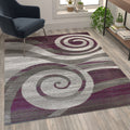 Flash Furniture Cirrus Collection Swirl Patterned Area Rug - Purple Olefin Fibers With Jute Backing - 5' X 7' - Entryway, Living Room, Bedroom