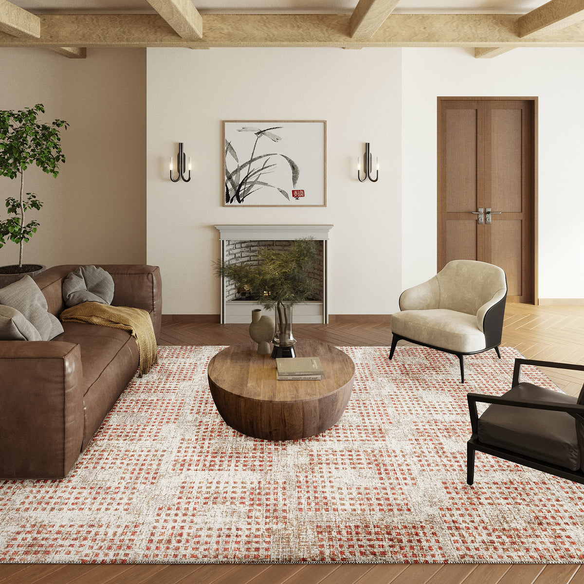 Addison Rugs Eleanor Aer31 Spice 3' X 5' Indoor Outdoor Area Rug, Easy Clean, Machine Washable, Non Shedding, Bedroom, Living Room, Dining Room, Kitchen, Patio Rug