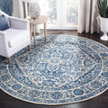 SAFAVIEH Brentwood Collection 11 Round Navy / Light Grey BNT832M Medallion Distressed Non-Shedding Dining Room Entryway Foyer L