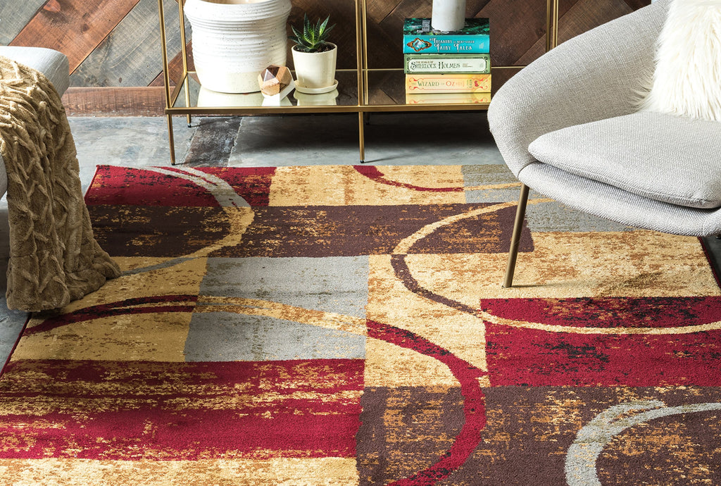 Unique Loom Barista Collection Area Rug - Kouillou (7' 10'' X 10' Rectangle, Multi/ Brown)