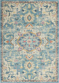Nourison Passion Ivory/Light Blue 5'3' X 7'3' Area Rug, Boho, Moroccan, Bed Room, Living Room, Dining Room, Kitchen, Easy Clea