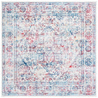 Safavieh Brentwood Collection 6'7'' Square Ivory/Blue Bnt832B Medallion Distressed Non-Shedding Living Room Bedroom Area Rug