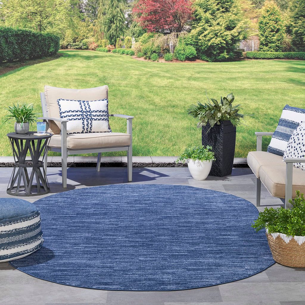 Nourison Essentials Indoor/Outdoor Navy Blue 6' X 9'Oval Area Rug, Easy Cleaning, Non Shedding, Bed Room, Living Room, Dining Room, Backyard, Deck, Patio (6X9 Oval)