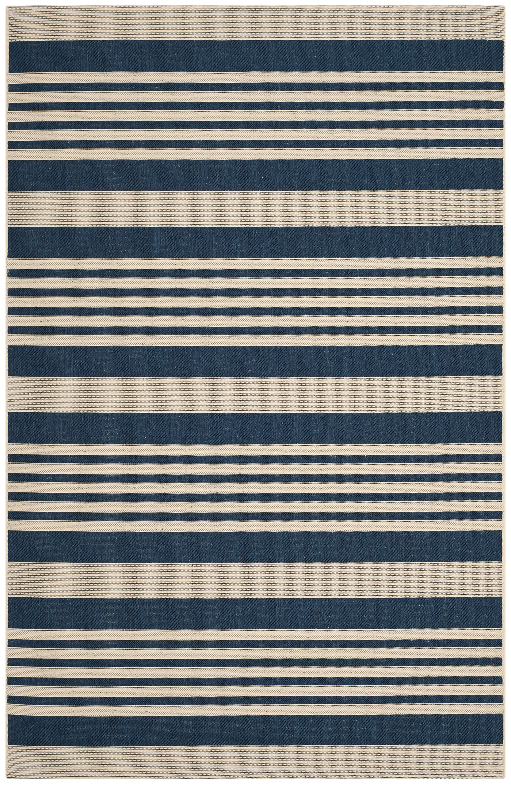 SAFAVIEH Courtyard Collection Area Rug - 6'7'' x 9'6'', Navy & Beige, Non-Shedding & Easy Care, Indoor/Outdoor & Washable-Ideal 