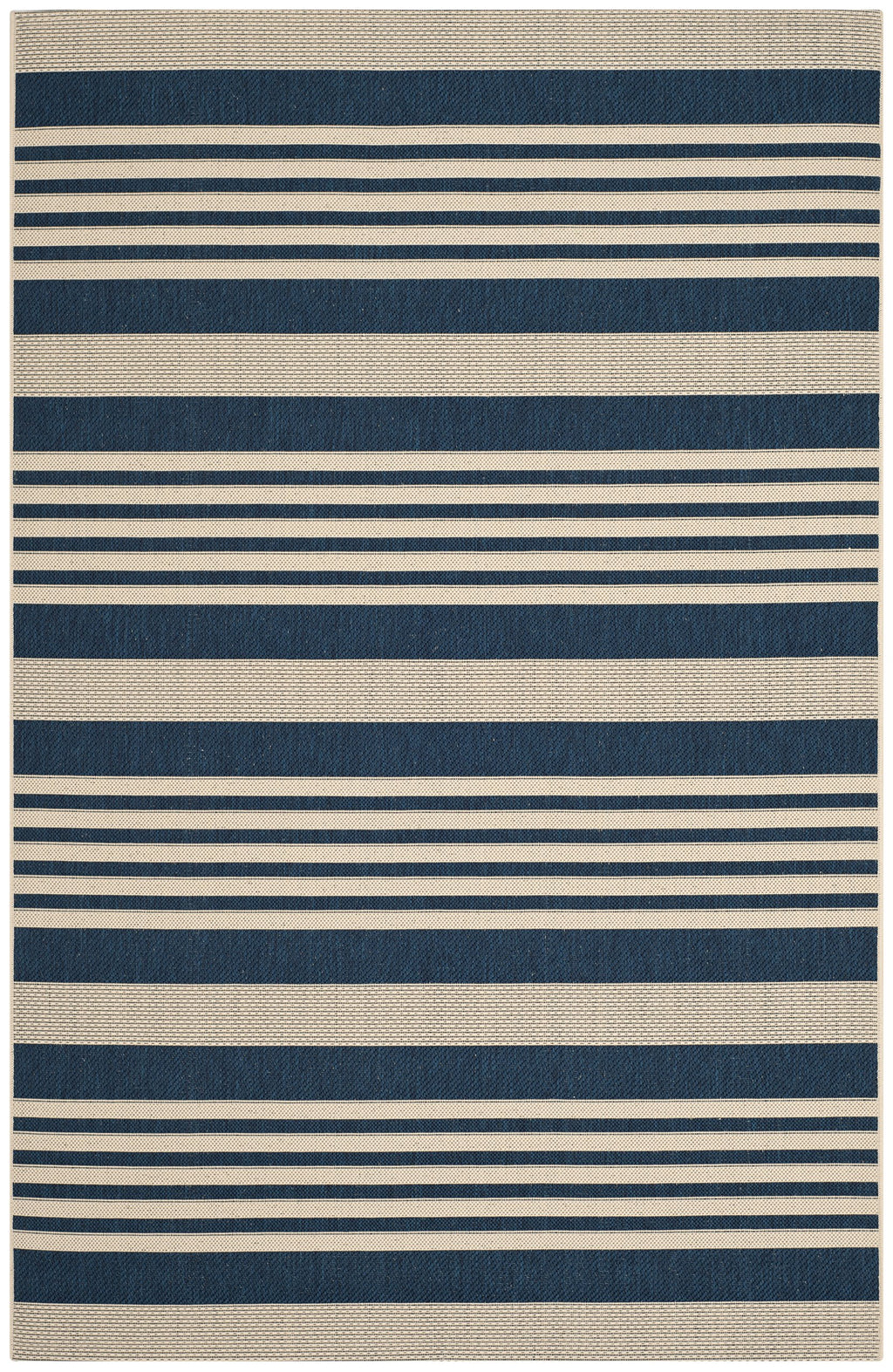 SAFAVIEH Courtyard Collection Area Rug - 6'7'' x 9'6'', Navy & Beige, Non-Shedding & Easy Care, Indoor/Outdoor & Washable-Ideal 