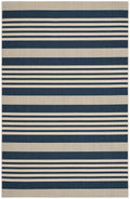 SAFAVIEH Courtyard Collection Area Rug - 6'7'' x 9'6'', Navy & Beige, Non-Shedding & Easy Care, Indoor/Outdoor & Washable-Ideal 