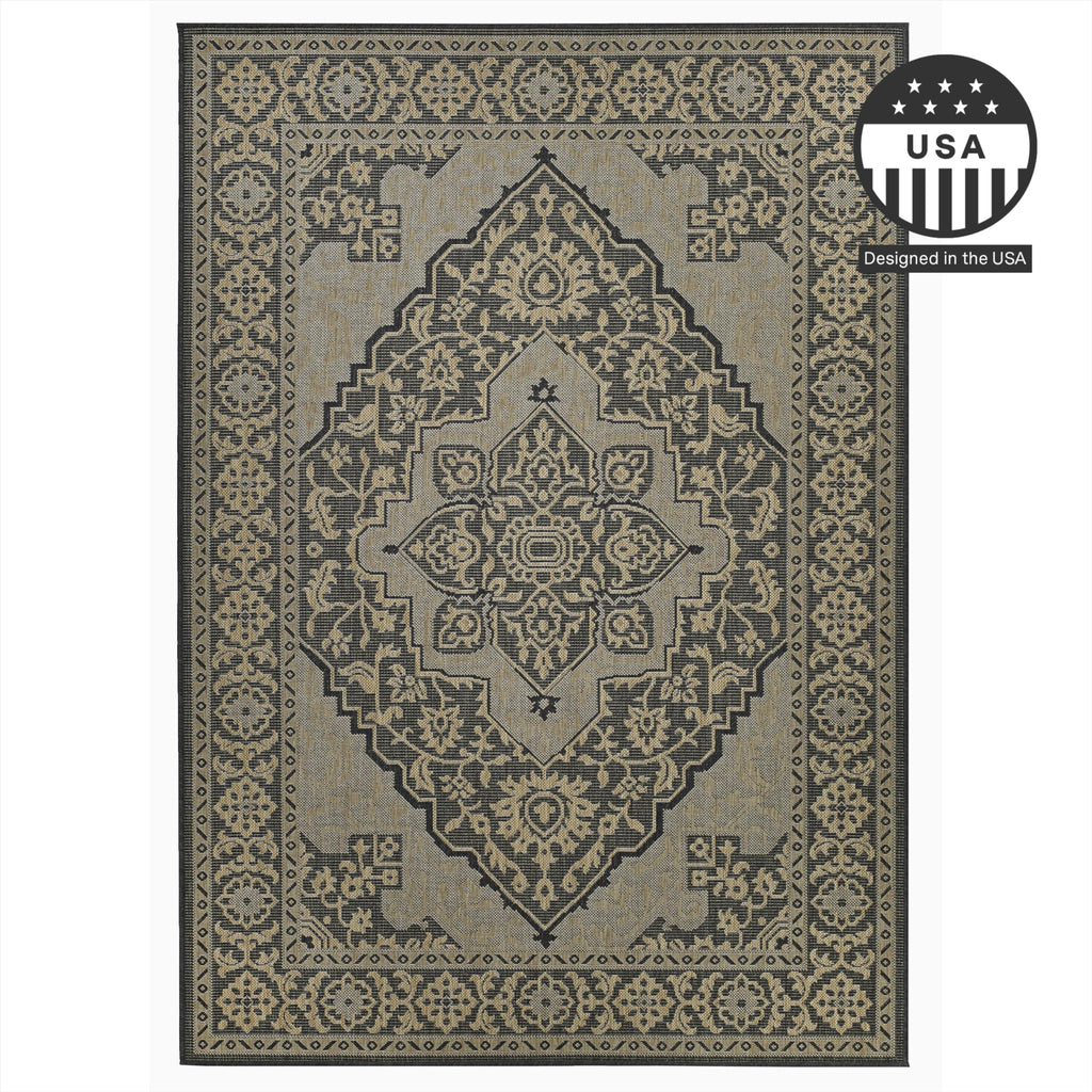 Fh Home Flat Woven Outdoor Rug - Waterproof, Easy To Clean, Stain Resistant - Premium Polypropylene Yarn - Vintage - Porch, Deck
