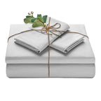 Chanasya Premium Embossed Light Gray Queen Size Bed Sheets Set 4-Piece - Soft Stripe Diamond Pattern 1 Flat Sheet 1 Fitted Sheet