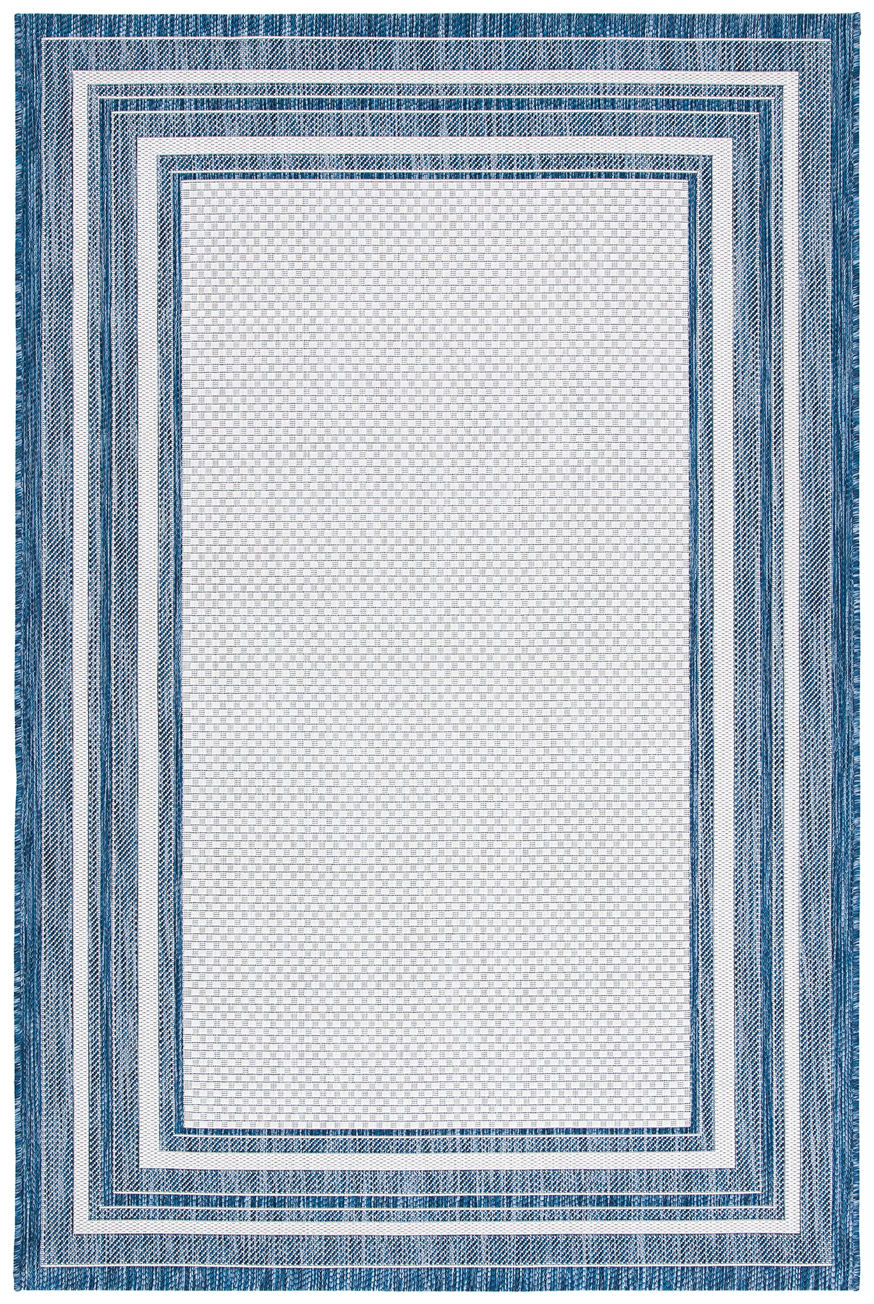 Safavieh Courtyard Collection 6'7' X 9'6' Ivory/Navy Cy8475 Indoor/ Outdoor Waterproof Easy Cleaning Patio Backyard Mudroom Ar