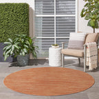 Nourison Essentials Indoor/Outdoor Rust 6' X Round Area Rug, Easy Cleaning, Non Shedding, Bed Room, Living Room, Dining Room, Backyard, Deck, Patio (6 Round)