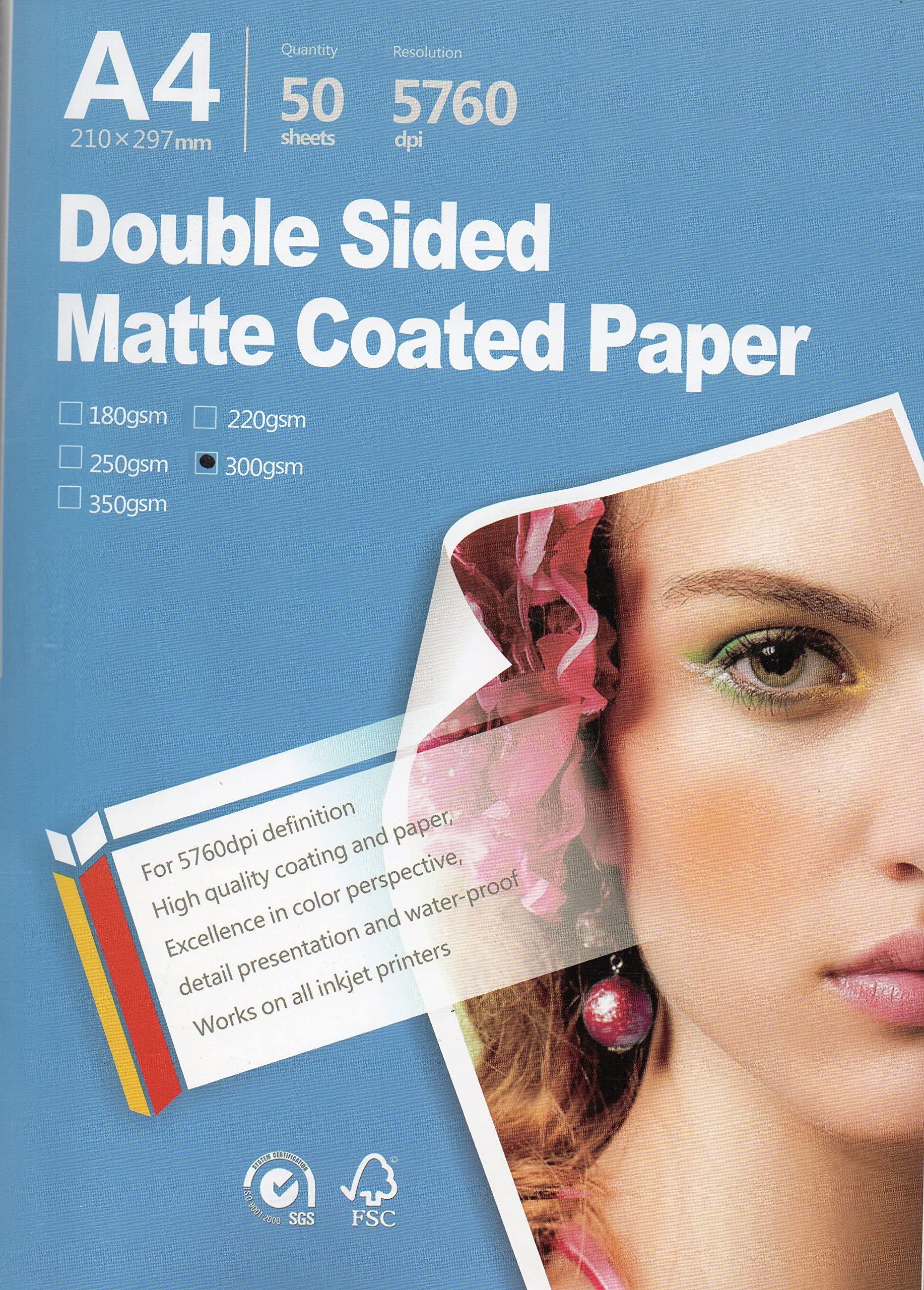 Supreme Double Side Matte All Inkjet Printer Photo Paper 8.3'X11.7' A4 Size 50 Sheets Weight 300Gsm For All Inkjet Printers