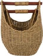 Trademark Innovations 12.2'' & 9.4'' Seagrass Baskets with Wooden Handles - Set of 2 (Natural)
