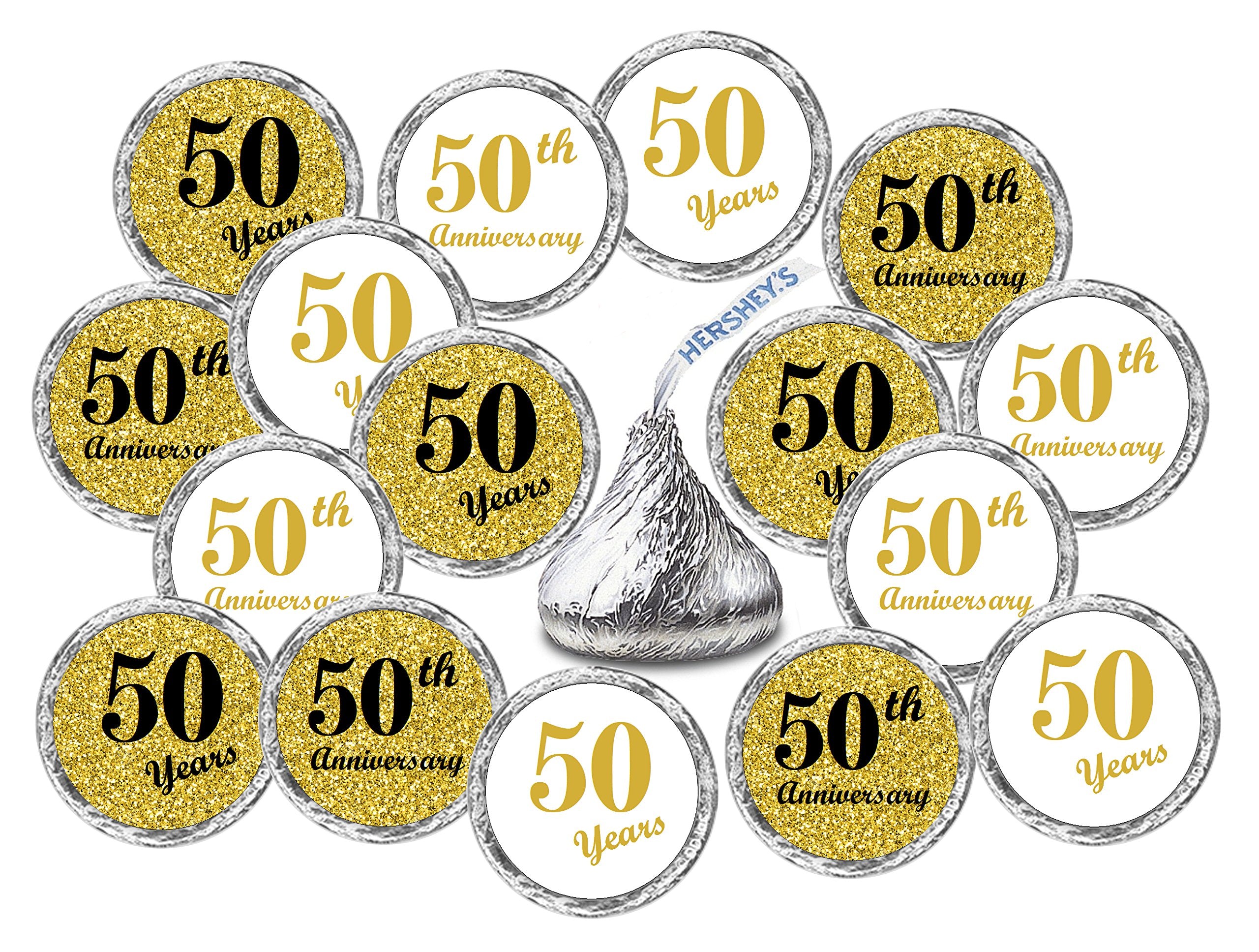 50Th Anniversary Kisses Stickers, (Set Of 216) Chocolate Drops Labels Stickers For 50Th Wedding Anniversary, Party Favors Decor