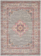 Nourison Passion Grey 9' X 12' Area Rug, Boho, Traditional, Easy Clean, Non Shedding, Bed Room, Living Room, Hallway (9X12)