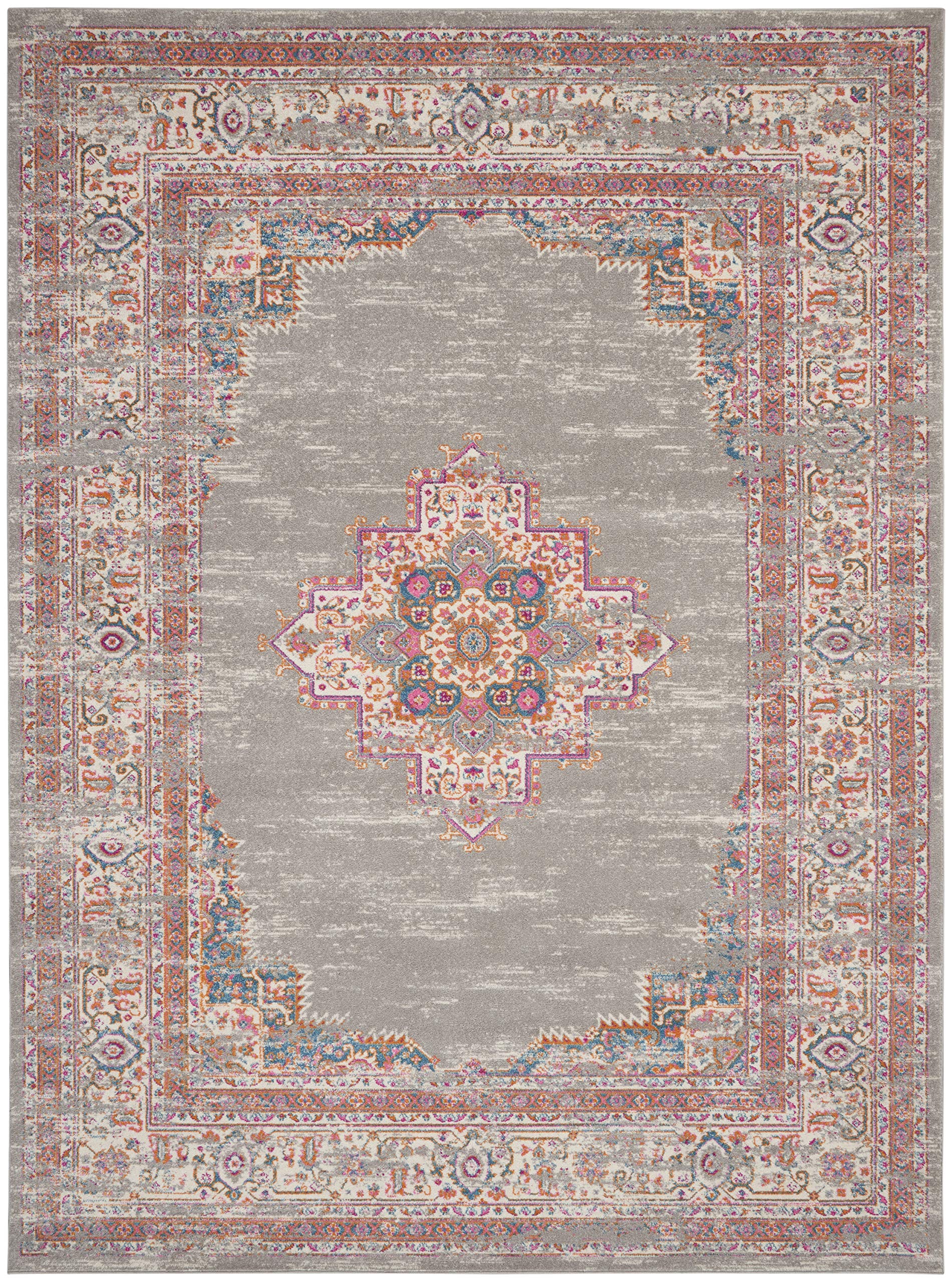 Nourison Passion Grey 9' X 12' Area Rug, Boho, Traditional, Easy Clean, Non Shedding, Bed Room, Living Room, Hallway (9X12)