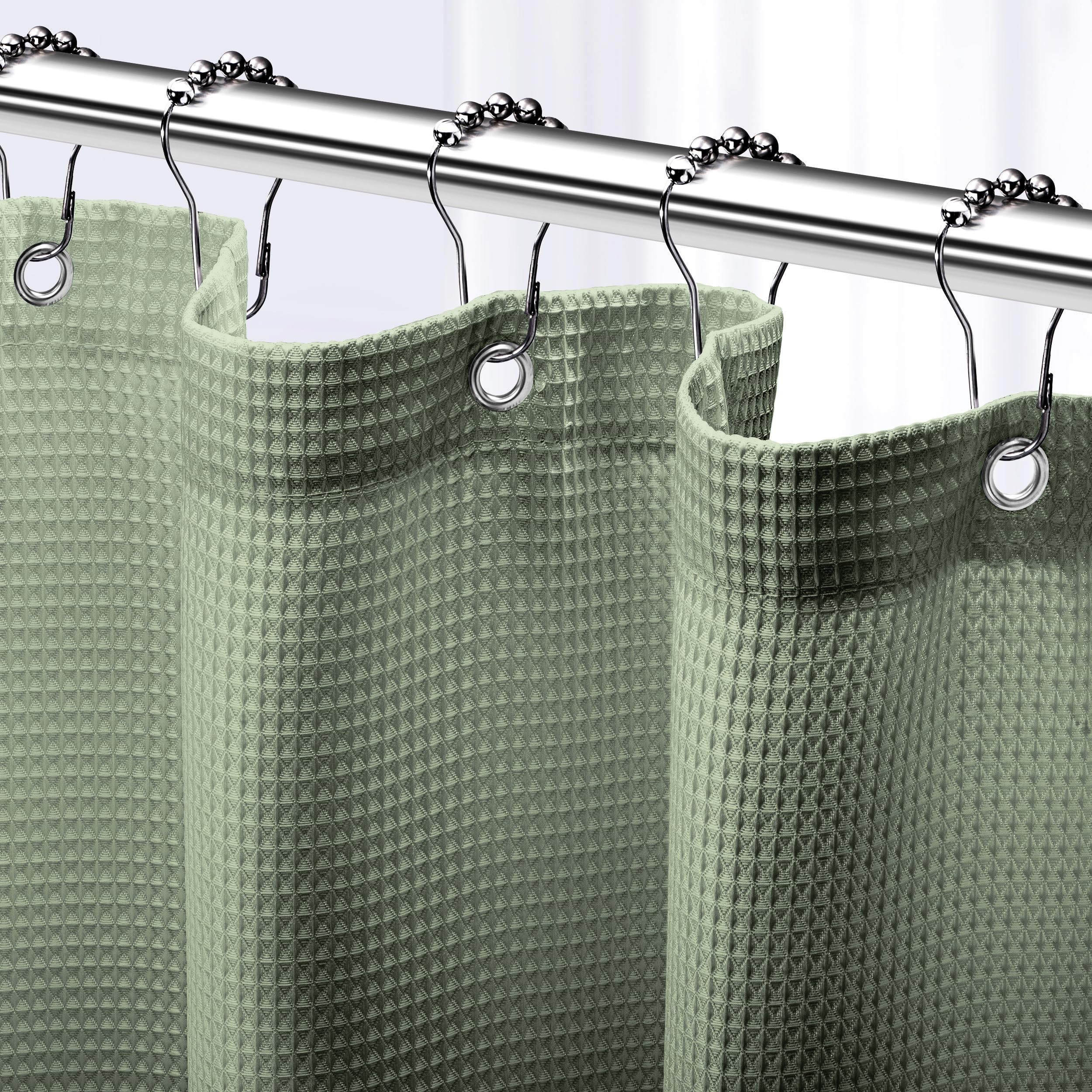 Neaterize Shower Curtain Sage Green - Hotel Style Sage Green Shower Curtains For Bathroom With Waffle Design, 72X78 Inches - Fab