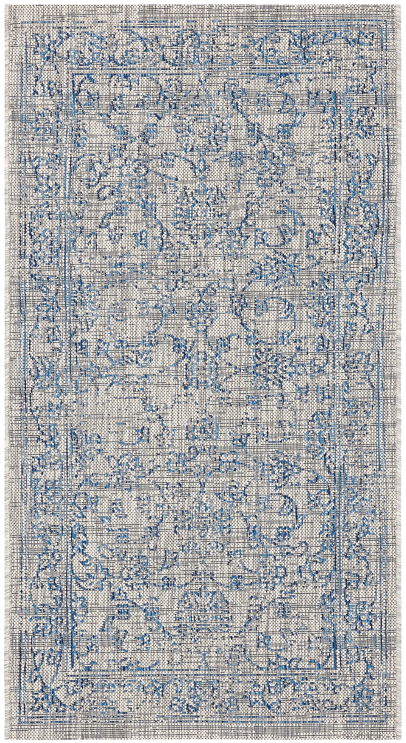 Safavieh Courtyard Collection Accent Rug - 2'3' X 5', Grey & Navy, Non-Shedding & Easy Care, Indoor/Outdoor & Washable-Ideal For Patio, Backyard, Mudroom (Cy8680-36812)