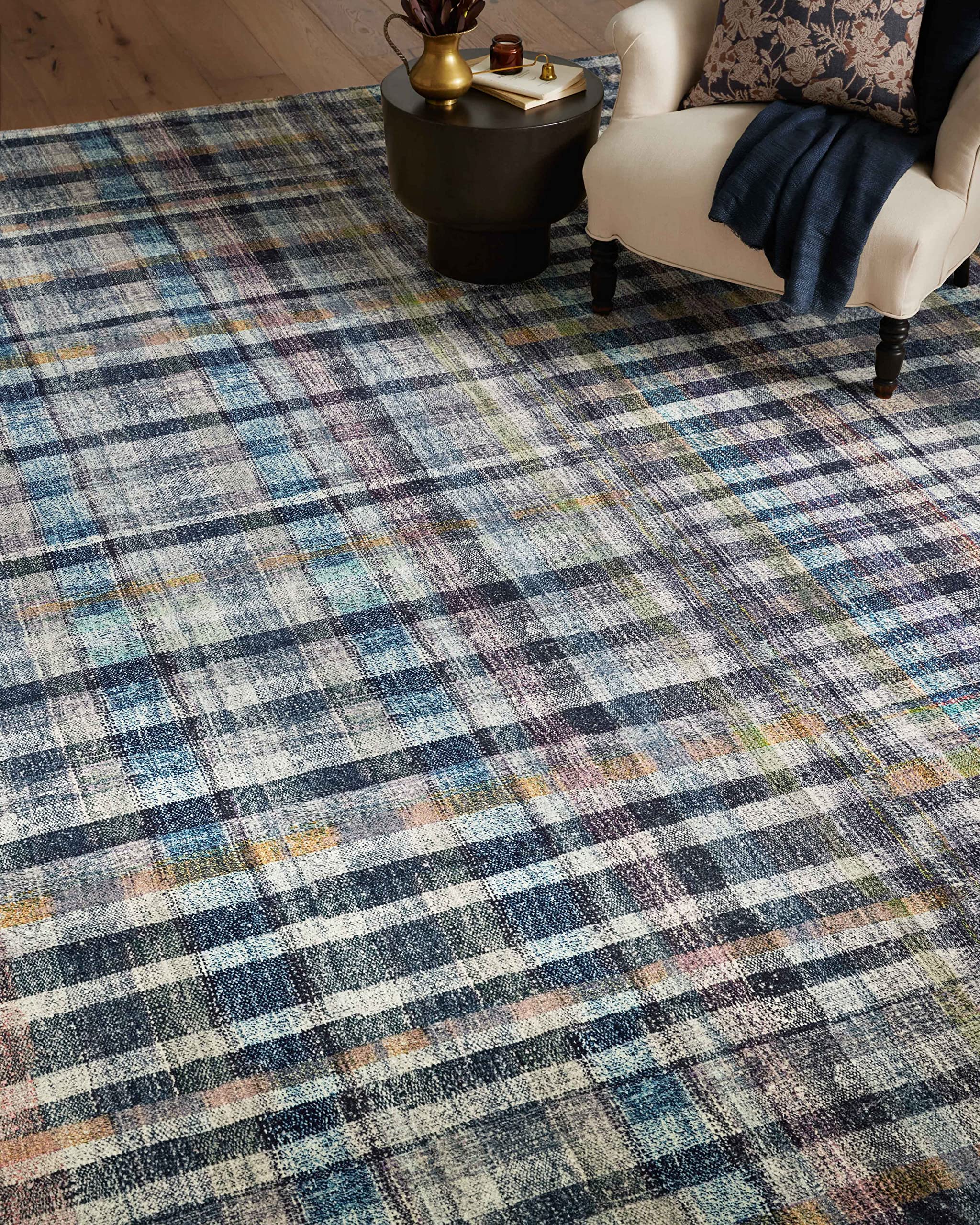 Loloi Chris Loves Julia X Humphrey Collection, Plum & Multi 7'-3'' X 9'-3'' Area Rug - Plaid Accent Rugs For Living Room, Bedroo