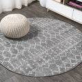 JONATHAN Y MOH101C-7R Moroccan Hype Boho Vintage Diamond Gray/Ivory 7 Round Area Rug, Pet Friendly, Non Shedding, Stain Resista