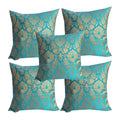 Pinkparrot Dopian Silk Designer Decorative Throw Pillow Covers/Cushion Covers (16X16 Inches)  Set Of 5 Code 006