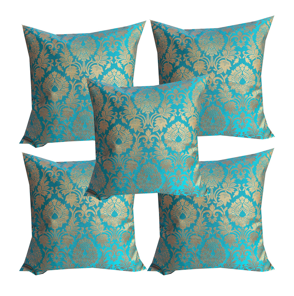 Pink Parrot Dopian Jacquard Designer 16X16 Inch Decorative Throw Pillow Covers/Cushion Covers  Set Of 5Code 005