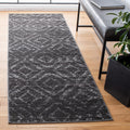 SAFAVIEH Adirondack Collection Runner Rug - 26 x 8, Dark Grey & Grey, Modern Diamond Distressed Design, Non-Shedding & Easy Ca