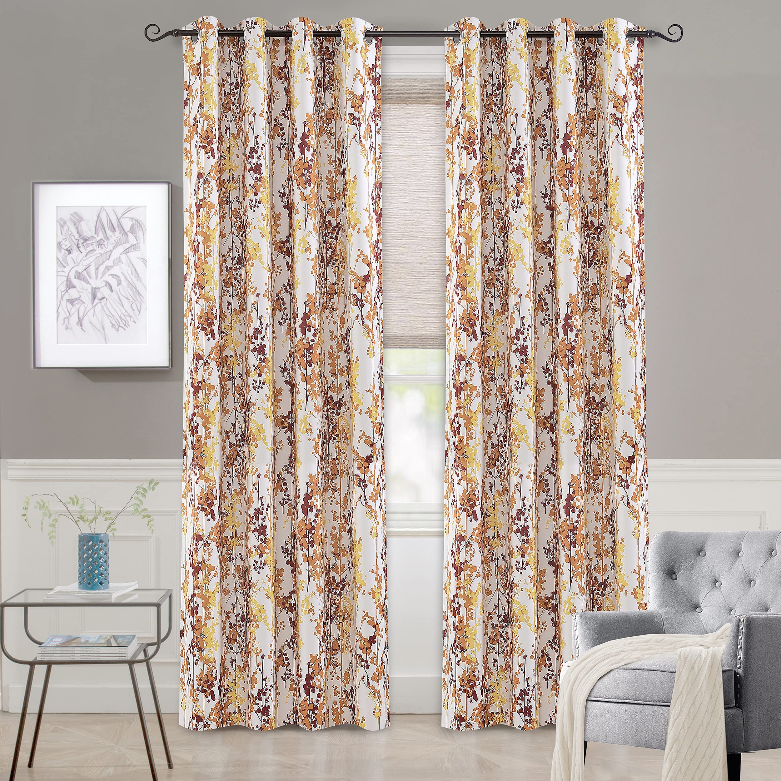 Driftaway Abstract Floral Red Curtains For Living Room Bedroom Kitchen Ink And Ivy 108 Inches Long Botanical Room Darkening Wind