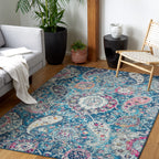 SAFAVIEH Madison Collection 6'7'' x 9'2'' Bluegrey MAD600M Boho Chic Glam Paisley Non-Shedding Living Room Dining Bedroom Area R