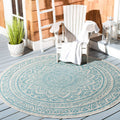 SAFAVIEH Courtyard Collection 4 Round Light Grey / Aqua CY8734 Indoor-Outdoor Waterproof Easy-Cleaning Patio Backyard Mudroom A