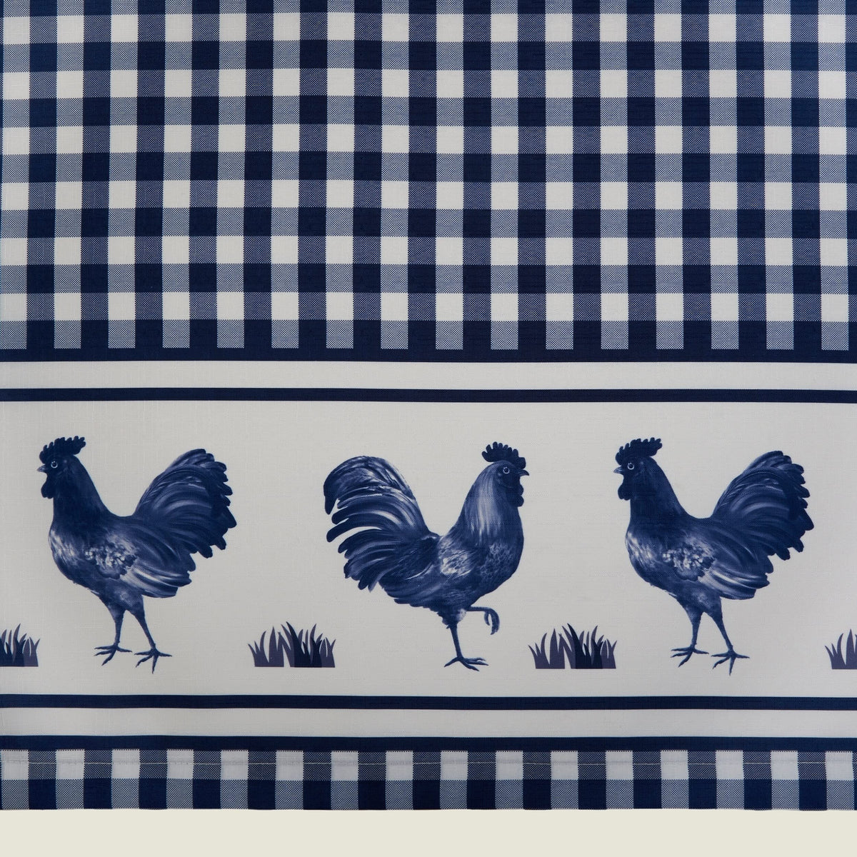 Light Filtering Printed Tier & Valance Window Curtain Set  58 Inch Length, 24 Inch Width  Barnyard (Navy), Machine Washable Dr
