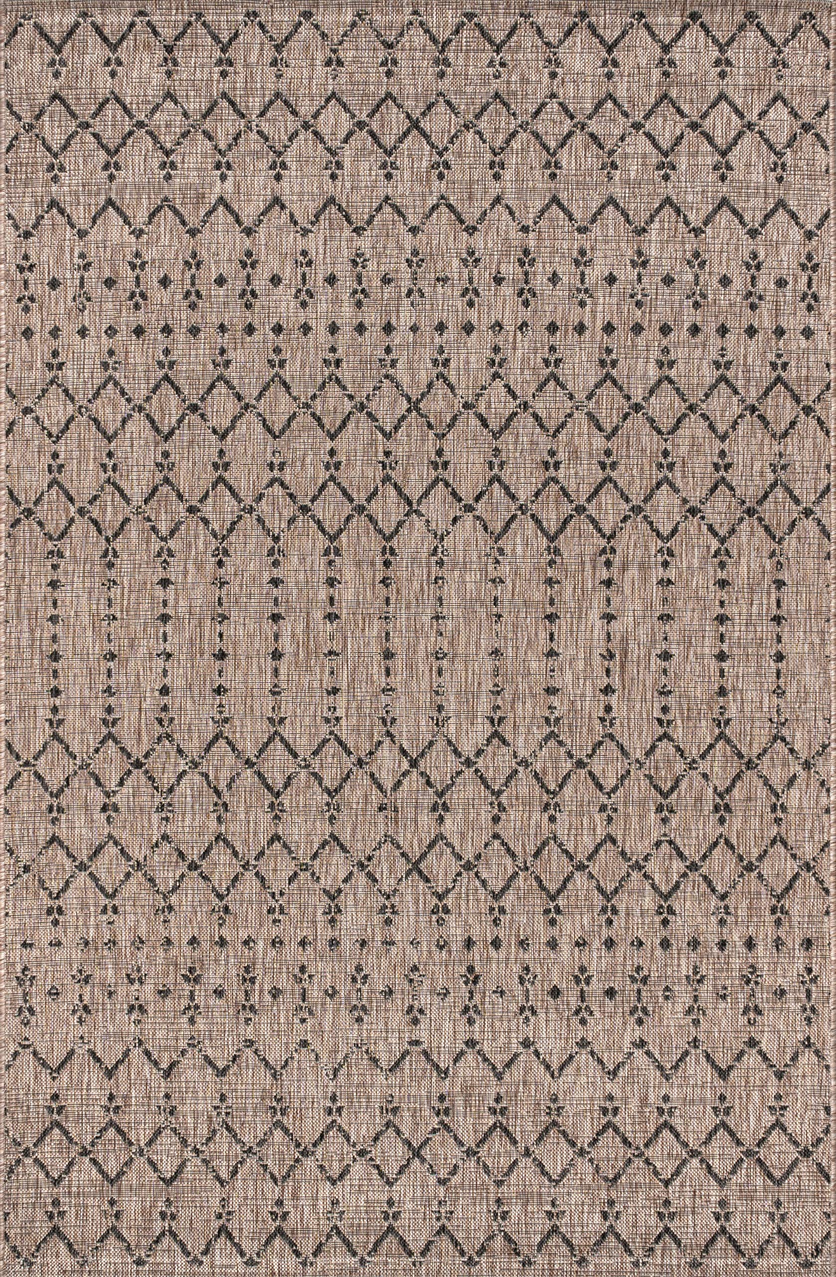 Jonathan Y Smb108D-3 Ourika Moroccan Geometric Textured Weave Indoor Outdoor -Area Rug, Bohemian, Rustic, Scandinavian Easy-Cleaning,Bedroom,Kitchen,Backyard,Patio,Non Shedding, Natural/Black, 3 X 5
