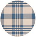 SAFAVIEH Courtyard Collection 53 Round Beige/Blue CY6201 Plaid Indoor/ Outdoor--Waterproof Easy--Cleaning Patio Backyard Mudroo