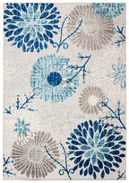Safavieh Cabana Collection Area Rug - 5'3' X 7'6', Grey & Blue, Floral Design, Non-Shedding & Easy Care, Indoor/Outdoor & Washable-Ideal For Patio, Backyard, Mudroom (Cbn832F)