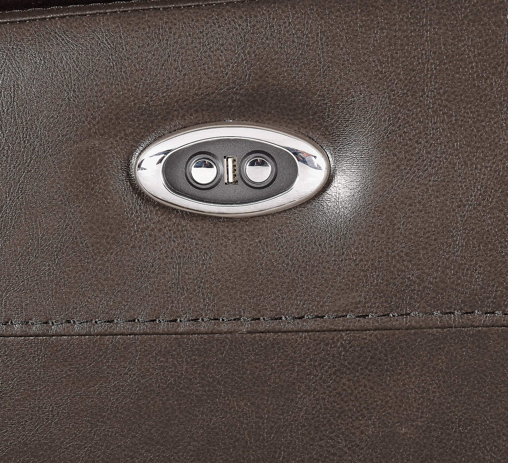 Aashi Recliner (Power Motion) in Brown Leather-Gel Match