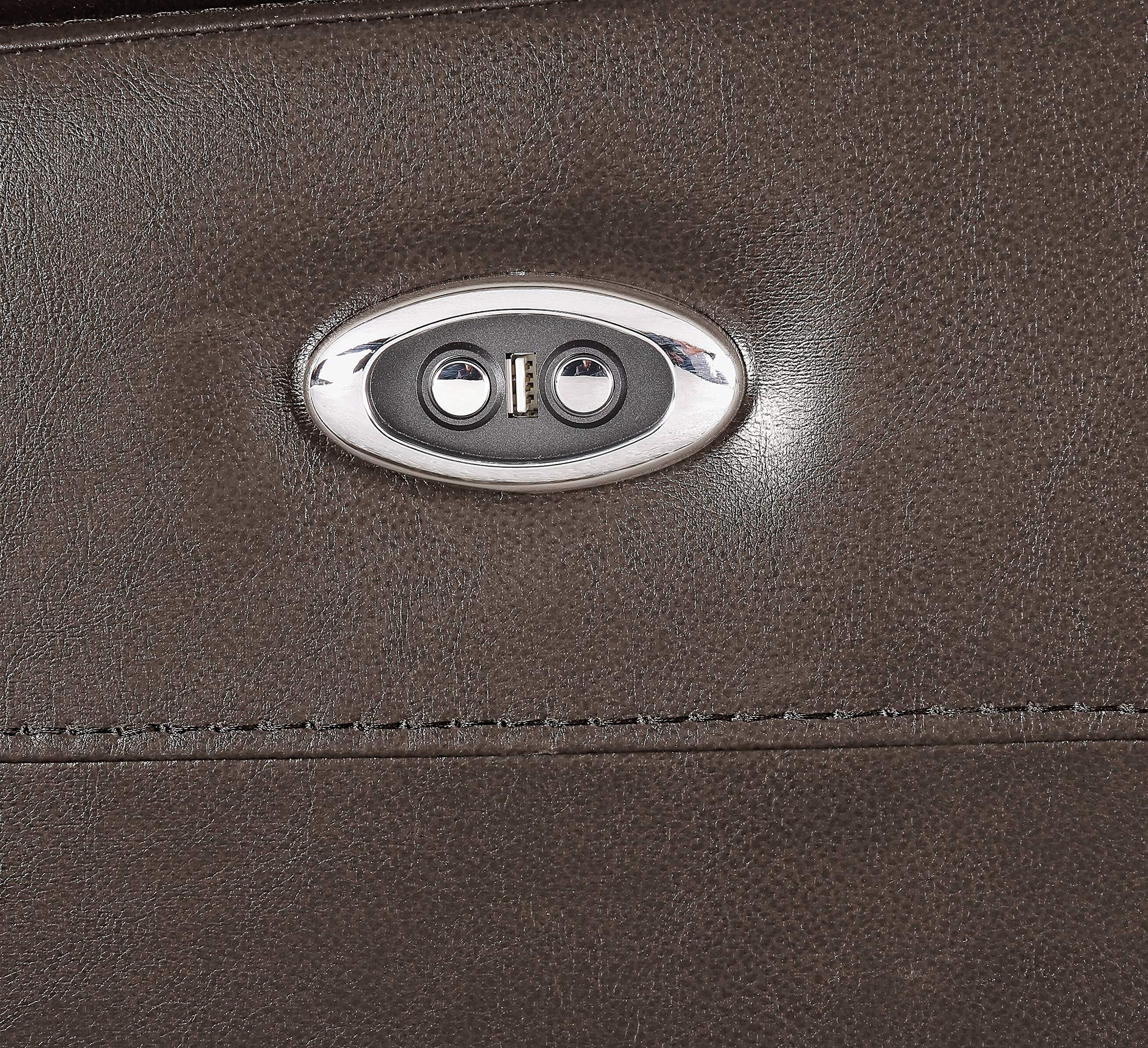 Aashi Recliner (Power Motion) in Brown Leather-Gel Match