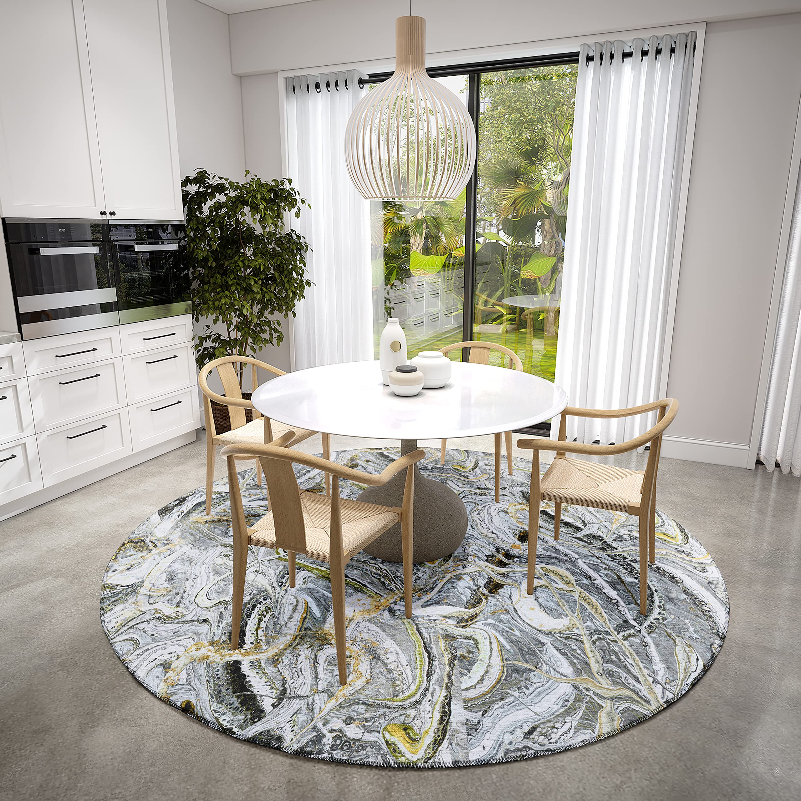 Addison Rugs Karina Akc42 Cyclone 8' X 8' Indoor Outdoor Round Rug, Easy Clean, Machine Washable, Non Shedding, Bedroom, Entry, Living Room, Dining Room, Kitchen, Patio Rug