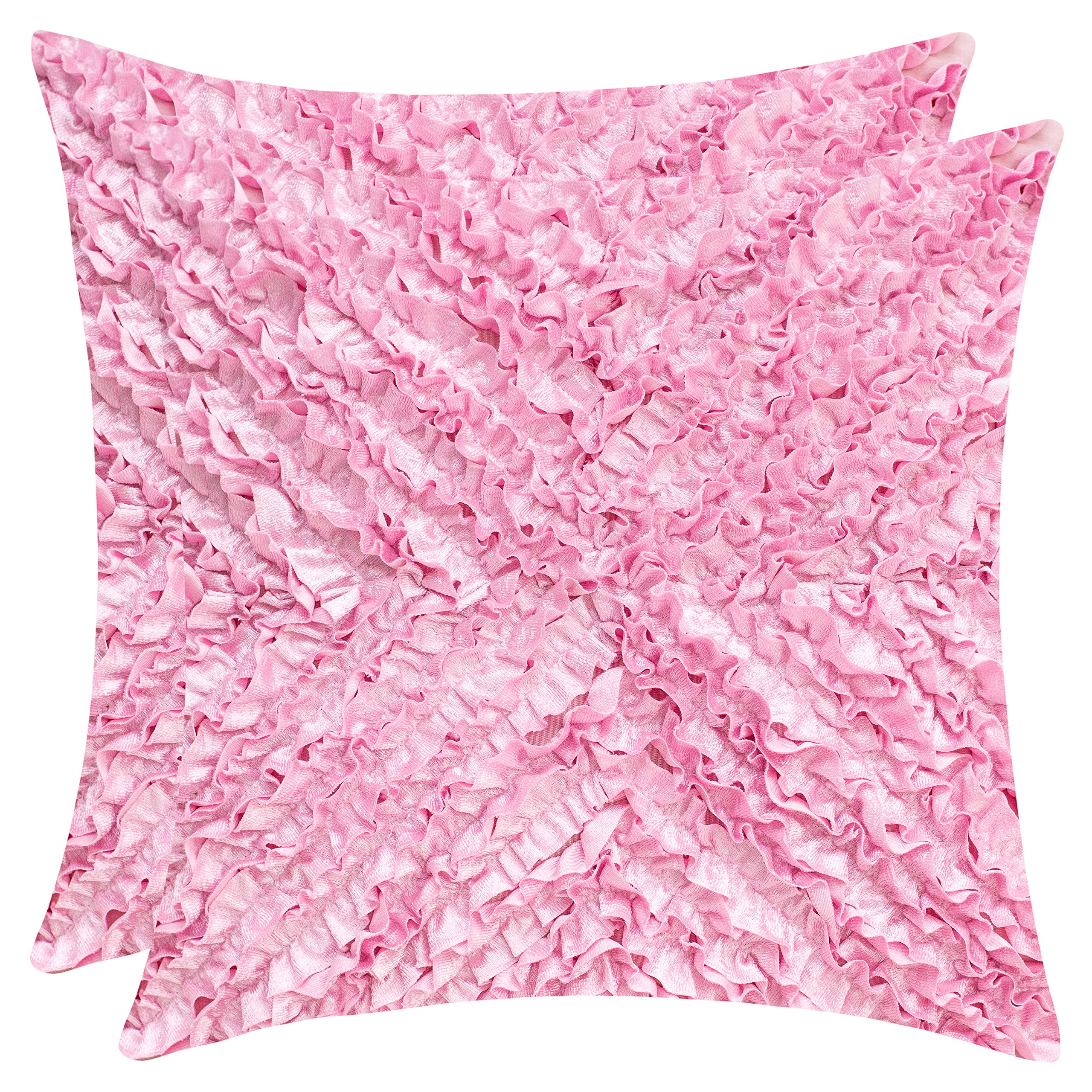 The White Petals Pink Throw Pillow Cover - (12X12 Inch) | Decorative, Washable Cushion Covers For Couch, Sofa, Bedroom, Living R