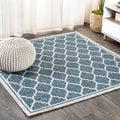 JONATHAN Y SMB109E-4SQ Trebol Moroccan Trellis Textured Weave Teal/Gray 4 Square Indoor/Outdoor Area Rug, Pet Friendly, Non-She
