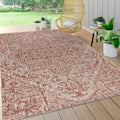 Jonathan Y Smb105A-5 Estrella Bohemian Medallion Textured Weave Indoor/Outdoor Red/Taupe 5 Ft. X 8 Ft. Area Rug, Coastal,Easycle