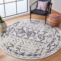 SAFAVIEH Tulum Collection 5 Round Ivory/Black TUL268D Moroccan Boho Distressed Non-Shedding Area Rug