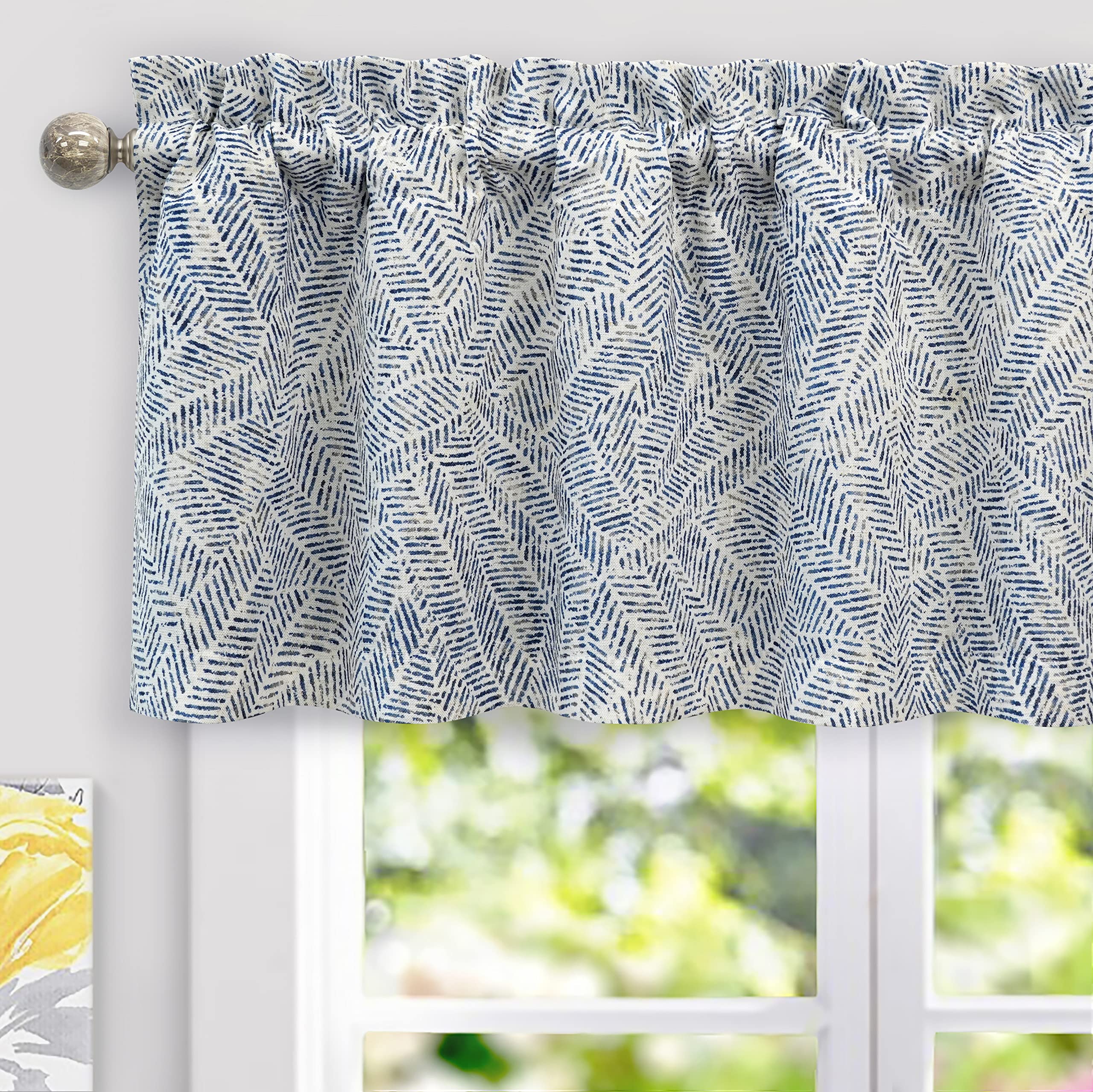 DriftAway Farmhouse Linen Lined Valance Double Layer Thermal Insulated Room Darkening Blackout Window Valances 3 Inch Rod Pocket