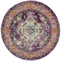 SAFAVIEH Monaco Collection Area Rug - 3 Round, Violet & Light Blue, Boho Chic Medallion Distressed Design, Non-Shedding & Easy 