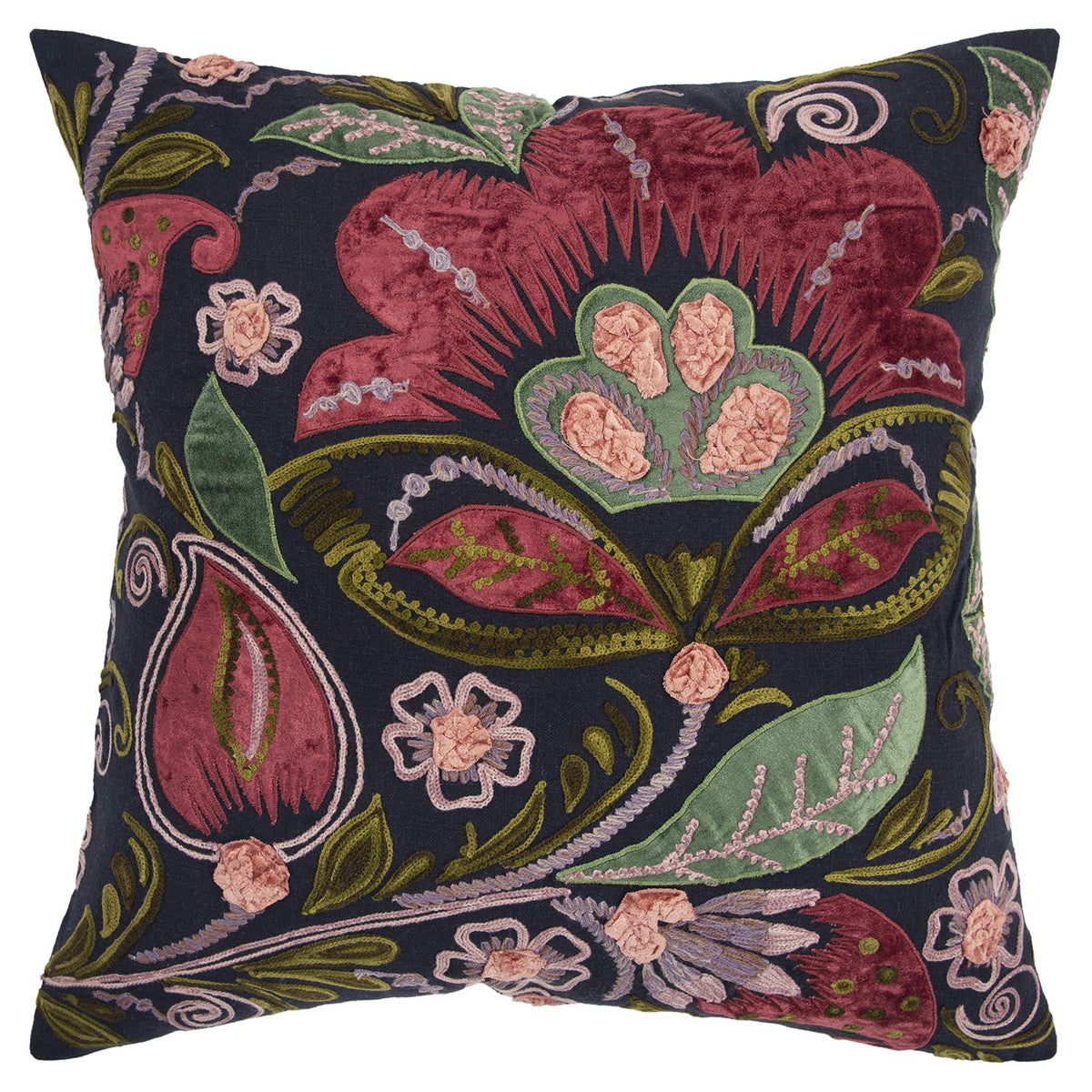 Rizzy Home Floral 20&quot; x 20&quot; Cotton Slub Pillow Cover in Multi-Color