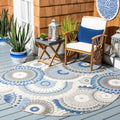SAFAVIEH Cabana Collection Area Rug - 53 Round, Grey & Blue, Floral Design, Indoor/Outdoor & Washable, Ideal for Patio, Backyar
