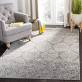 SAFAVIEH Madison Collection Accent Rug - 4 x 6, Grey & Ivory, Glam Ogee Trellis Distressed Design, Non-Shedding & Easy Care, I