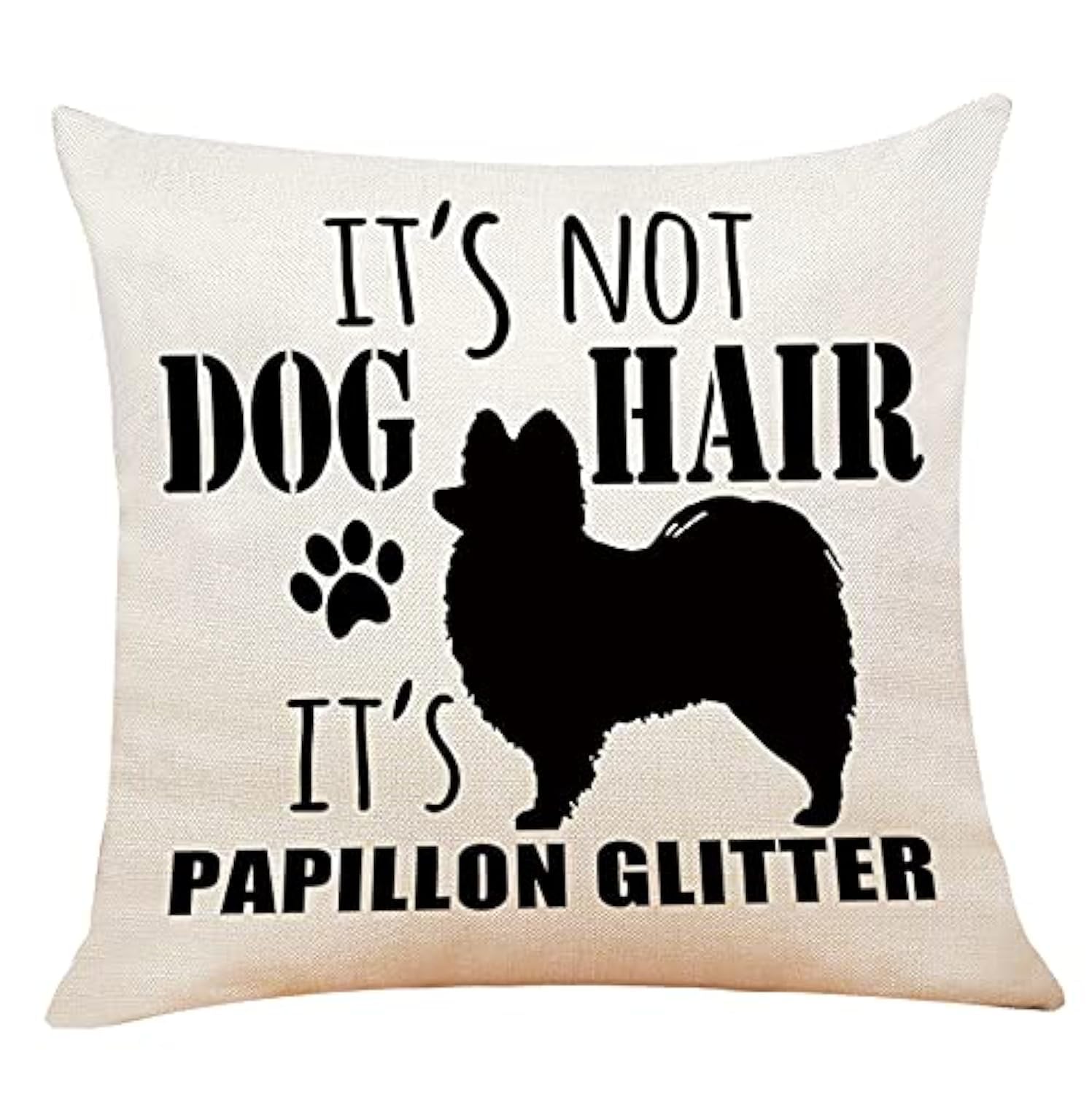M-Qizi Decorative Papillon Pillow Cover - 18' X 18' Dog Pillow Cover, Papillon Gifts, Dog Home Decor, Dog Owner Gifts For Wome