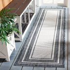 Safavieh Courtyard Collection 2'3' X 8' Ivory / Black Cy8475 Indoor/ Outdoor Waterproof Easy Cleaning Patio Backyard Mudroom Ru