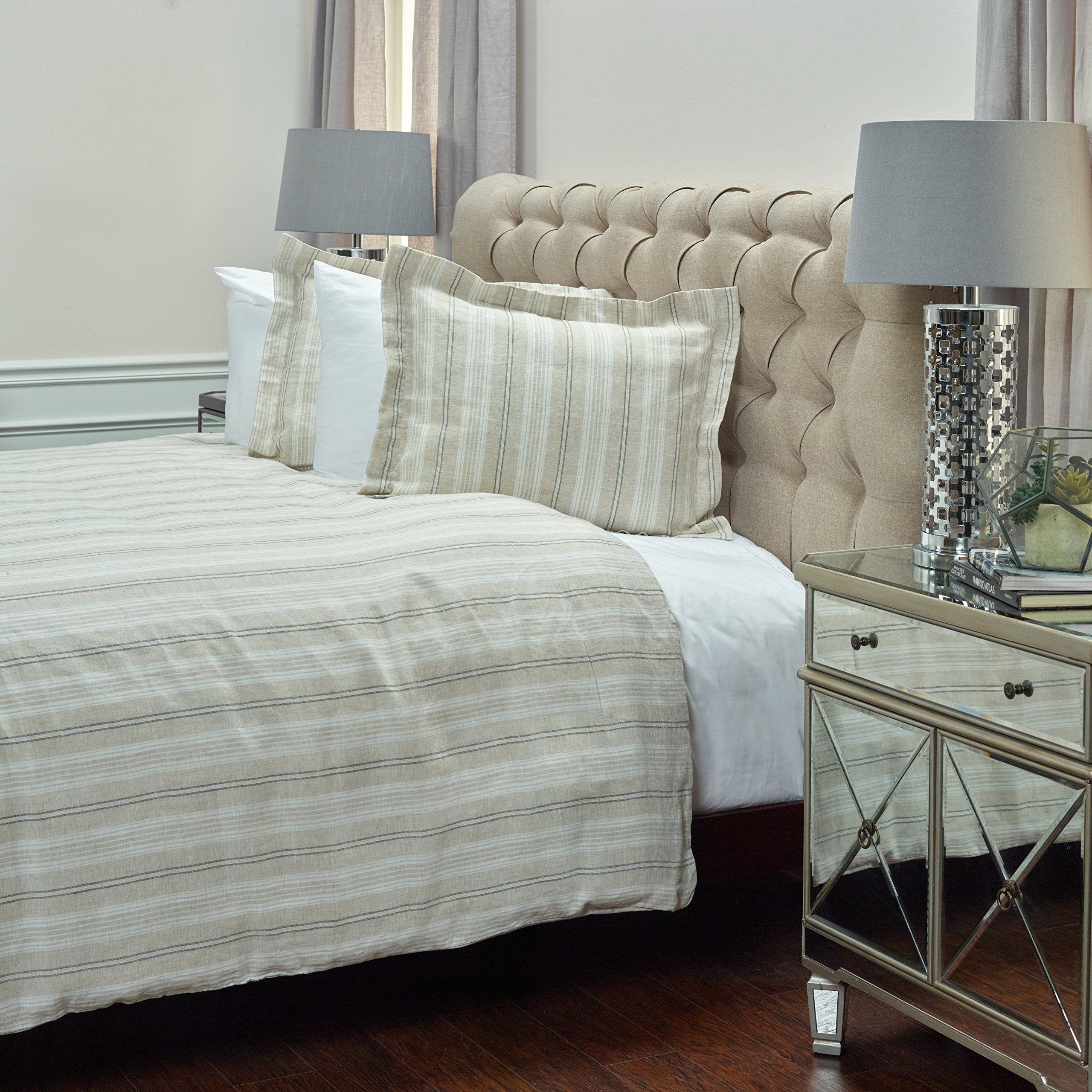 Rizzy Home | BT3012 | Standard Sham | 20"x26" Brown/White/Gray Stripe